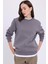 Kadın Oversize Geniş Kesim Pamuklu Yumuşak Dokulu Içi Polarlı Basic Gri Bisiklet Yaka Sweatshirt 1