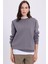 Kadın Oversize Geniş Kesim Pamuklu Yumuşak Dokulu Içi Polarlı Basic Gri Bisiklet Yaka Sweatshirt 5