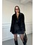 Kruvaze Cepli Tüylü Ceket- Siyah 15