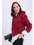 Kadın Oversize Geniş Kesim Pamuklu Yumuşak Dokulu Içi Polarlı Basic Bordo Kapüşonlu Sweatshirt 1