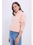 Kadın Relax Fit Rahat Kesim Pamuklu Içi Polarlı Yarım Fermuarlı Somon Dik Yaka Sweatshirt 2