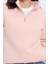Kadın Relax Fit Rahat Kesim Pamuklu Içi Polarlı Yarım Fermuarlı Somon Dik Yaka Sweatshirt 3