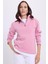 Kadın Relax Fit Rahat Kesim Pamuklu Içi Polarlı Yarım Fermuarlı Lila Dik Yaka Sweatshirt 1