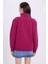 Kadın Relax Fit Rahat Kesim Pamuklu Içi Polarlı Yarım Fermuarlı Fuşya Dik Yaka Sweatshirt 7