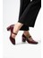 BA04593 Bordo Rugan Toka Kemer 5 cm Topuklu Ayakkabı - 41 1