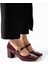 BA04593 Bordo Rugan Toka Kemer 5 cm Topuklu Ayakkabı - 41 2