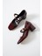 BA04593 Bordo Rugan Toka Kemer 5 cm Topuklu Ayakkabı - 41 4