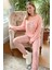 Kadın Termal Uzun Kol Pijama Takımı 30020 Pudra 2