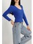 V Yaka Kaşkorse Bluz Saks Mavisi A3699 5