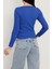 V Yaka Kaşkorse Bluz Saks Mavisi A3699 6