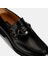 Erkek Siyah Metal Aksesuarlı Deri Loafer 6