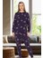 Kadın Yıldız Desen Uzun Kol Pijama Takımı 240966 Mor 3
