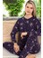 Kadın Yıldız Desen Uzun Kol Pijama Takımı 240966 Mor 4