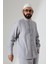 Erkek Müslin Hakim Yaka Uzun Kollu Düğmeli Gömlek, Hac Umre Kıyafeti - Gri (Ans) 1