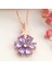 925 Ayar Gümüş Rose Mor Sevgi Çiçeği Kadın Kolye 1