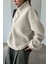 Kadın Ultra Isı Peluş Sherpa Oversize Yarım Metal Fermuar Lastik Ayarlı Polar Sweatshirt 3