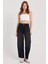 Kadın Regular Fit Yan Cepli Baggy Balon Siyah Jean Kot Pantolon 2