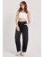Kadın Regular Fit Yan Cepli Baggy Balon Siyah Jean Kot Pantolon 4