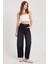 Kadın Regular Fit Yan Cepli Baggy Balon Siyah Jean Kot Pantolon 5