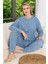 Kadın Renkli Yıldız Desen Uzun Kol Pijama Takımı 240977 Mavi 4