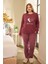 Büyük Beden Termal Kadın Uzun Kol Pijama Takımı 240678 Mürdüm 2
