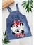 1-5yaş Kız Çocuk Kot Jile Minnie Mouse Baskılı Denim Elbise 1