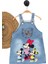 Kız Çocuk Kot Jile Salopet Minnie Mouse Baskılı Denim Elbise 1