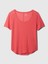 Kadın Kırmızı Keten Karışımlı T-Shirt 2