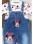 1-4yaş Kız Çocuk Minnie Mouse Badili Baskılı Kot Salopet Tulum 2li Takım Ayarlanabilir Askılı 2