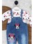 1-4yaş Kız Çocuk Minnie Mouse Badili Baskılı Kot Salopet Tulum 2li Takım Ayarlanabilir Askılı 3
