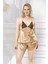 Büyük Beden Gold Saten Babydoll Şort Takımı 1