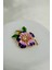 Yaprak Detaylı Mor Çiçek Motif Broş (4cm) 2