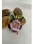 Yaprak Detaylı Mor Çiçek Motif Broş (4cm) 4