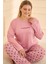 Kadın Milan Battal Bisiklet Yaka Pijama Takım | Pudra 50802-2423 3