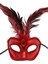 Rugan Kaplama Kırmızı Tüylü Parti Maskesi 2