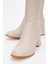 Ökçeli Kadın Çizme Bej Cilt 3
