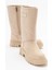 Kaydırmaz Kapitoneli Kadın Çizme Krem Süet 1