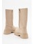 Kaydırmaz Kapitoneli Kadın Çizme Krem Süet 4