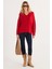 Kadın Slim Fit Dar Kesim V Yaka kırmızı Kazak 5
