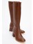 Ökçeli Kadın Çizme Kahve Cilt 1