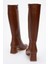 Ökçeli Kadın Çizme Kahve Cilt 4
