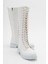 Kaydırmaz Çok Bağcıklı Fermuarlı Çizme Beyaz Cilt 1