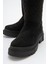Kaydırmaz Kapitoneli Kadın Çizme Siyah Süet 3