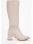 Ökçeli Kadın Çizme Bej Cilt 2