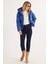 Kadın Regular Fit Klasik Kesim Kapüşonlu Şişme Indigo Mont 4