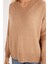 Kadın Slim Fit Dar Kesim V Yaka camel Kazak 3