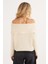 Kadın Regular Fit Klasik Kesim Uzun Kollu Omzu Açık Krem Rengi Kazak 7