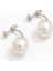 White Gold Plated Plie Pearl Stud Küpe 1