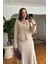 Gold Düğmeli Fitilli Etek Takım- Bej 2