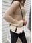 Kate Kadın Bej Siyah Garnili Kapaklı Omuz Çanta 2